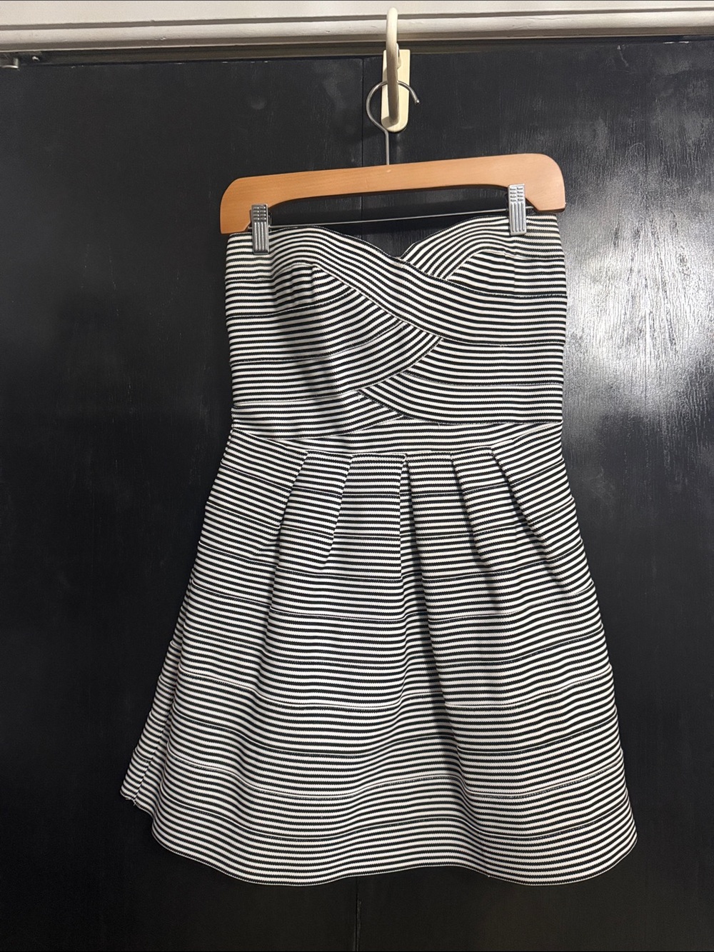 WOW couture Strapless Black & White Striped Fit-and-Flare Dress